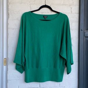 Talbots green merino wool kimono sleeve sweater